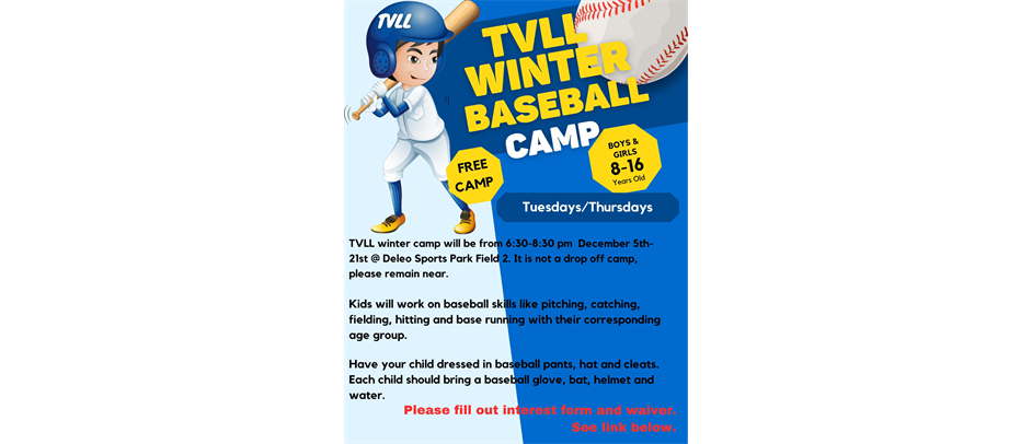 TVLL Winter Baseball Camp