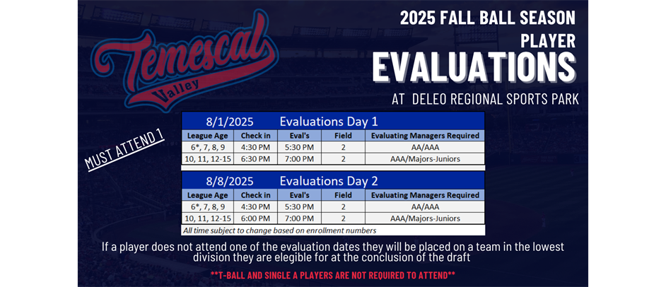 2025 Fall Ball Evaluations